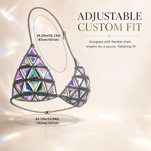 1-Piece Acrylic Body Chain, Adjustable Rave Top​ and Bikini Jewelry​ for Women, Festival​ & Beach Outfits in Saudi Arabia