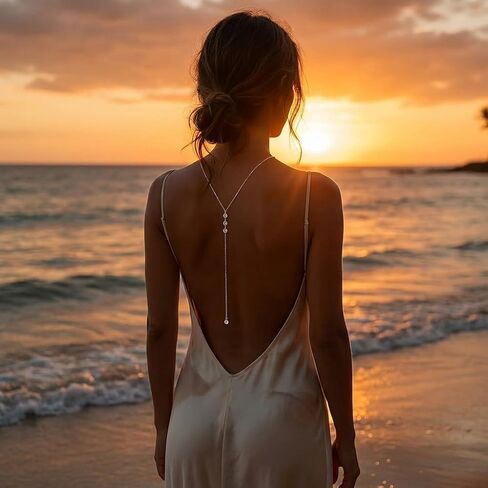 Rhinestone Back Chain Necklace for Women, Bridal Wedding Backdrop Body Jewelry, Pearl Shoulder Back Chain for Backless Dress, Bikini, Prom Evening Party Accessories in Saudi Arabia