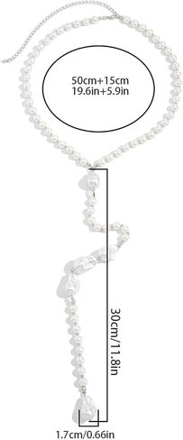 Long Pearl Back Chain Necklace for Backless Dress Dainty Bridal Wedding Y Pearl Backdrop Jewelry Festival Body Chain Jewelry for Women in Kuwait