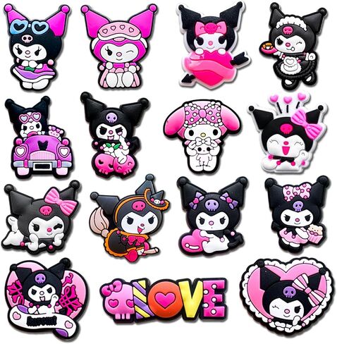 15Pcs Shoe Decoration Charms for Croc Clog Sandals, Cartoon Shoe Accessories Charms for Gifts in Saudi Arabia