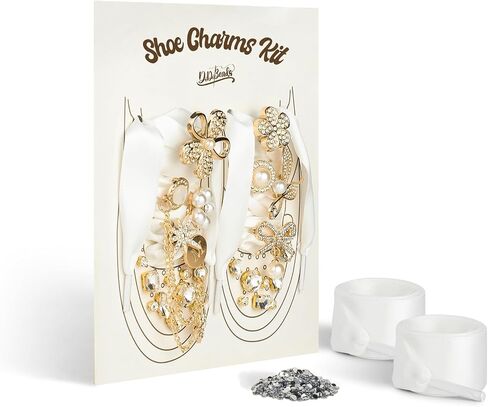 DoDoBeads Satin Shoe Laces for Sneakers with Shoe Charms Kit, White/Pink/Purple/Blue Ribbon Shoelaces with Decoration Charms in Saudi Arabia