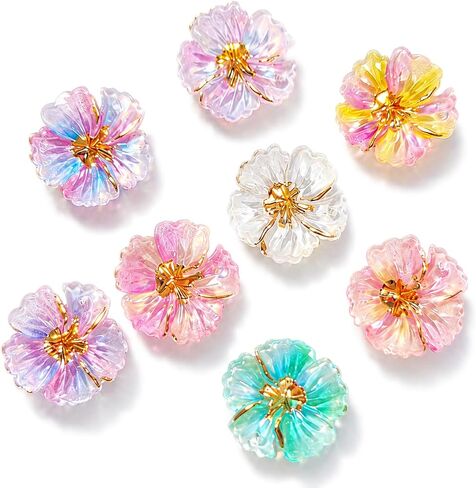 8PCS Flower Shoe Charms Set for Clog Shoes and Bogg Bag, Resin Floral Charms with Transparent Soft PVC Button Back, Cute Decorative Accessories for Sandals, Tote Bag and Wristband in Saudi Arabia