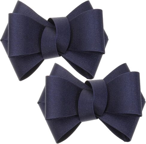 Classic Navy Blue Bow Shoe Clips for Women Removable Ribbon Fabric Shoe Charms Reusable Decoration for High Heels Flats Parties and Weddings in Kuwait