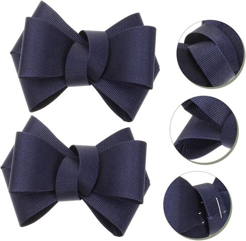 Classic Navy Blue Bow Shoe Clips for Women Removable Ribbon Fabric Shoe Charms Reusable Decoration for High Heels Flats Parties and Weddings in Kuwait