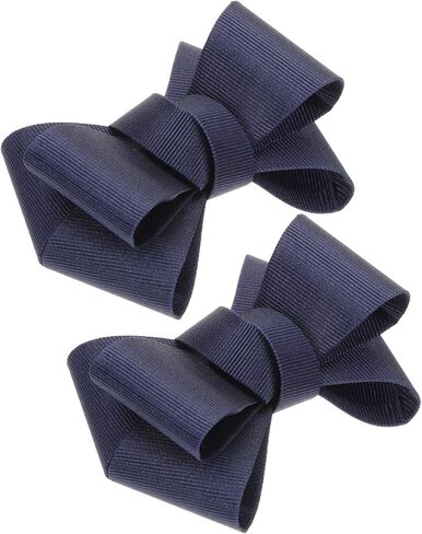 Classic Navy Blue Bow Shoe Clips for Women Removable Ribbon Fabric Shoe Charms Reusable Decoration for High Heels Flats Parties and Weddings in Kuwait