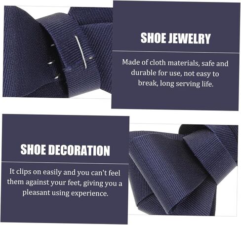 Classic Navy Blue Bow Shoe Clips for Women Removable Ribbon Fabric Shoe Charms Reusable Decoration for High Heels Flats Parties and Weddings in Kuwait