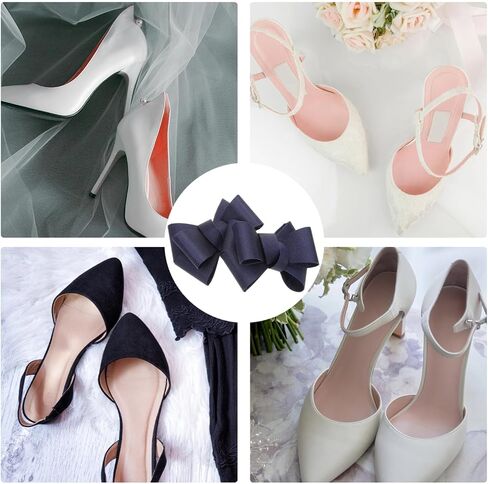 Classic Navy Blue Bow Shoe Clips for Women Removable Ribbon Fabric Shoe Charms Reusable Decoration for High Heels Flats Parties and Weddings in Kuwait