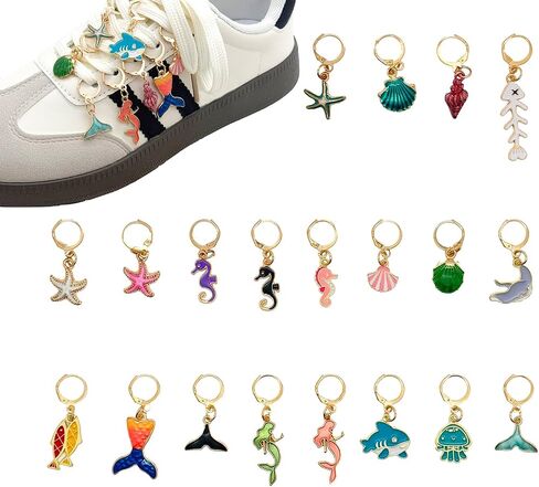 Shoe Charms for Sneakers, 20 Pcs Sea Shoelace Charm with Clasp, Sneaker Charms Decoration Shoe Lace Accessories in Saudi Arabia