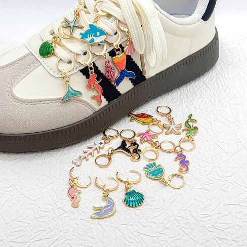Shoe Charms for Sneakers, 20 Pcs Sea Shoelace Charm with Clasp, Sneaker Charms Decoration Shoe Lace Accessories in Saudi Arabia