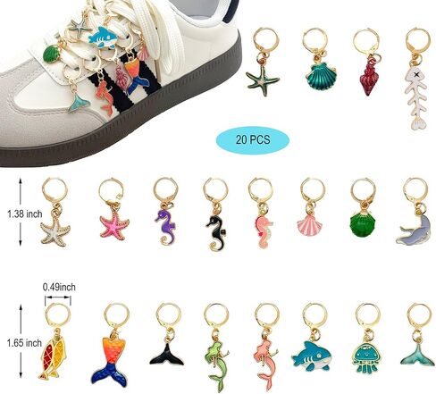 Shoe Charms for Sneakers, 20 Pcs Sea Shoelace Charm with Clasp, Sneaker Charms Decoration Shoe Lace Accessories in Saudi Arabia