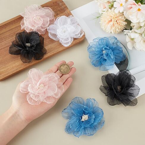 8Pcs 4 Colors Flower Shoe Clips Rose Clips for Shoes with Iron Clip Removable Pink Black White Blue Buckle Flower Shoes Charms Decoration for Hairpin Brooches Flats Heels Sandals Boots in Kuwait