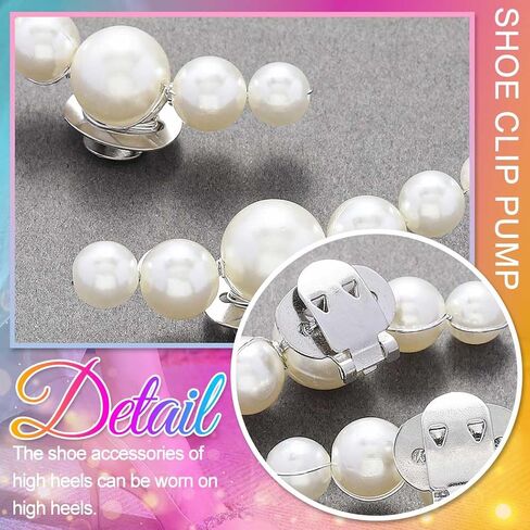 HEREAD Pearl Shoe Clips for Pumps Silver Wedding Shoe Buckles Clips for Women (Pack of 2) in Kuwait