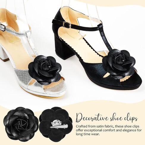 Beavorty Leather Flowers Clips for Shoes: 2 Pcs Faux Leather Shoe Clips for Women Boot Charm Shoe Embellishments for Flats Heels Sandals Boots in Kuwait