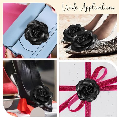 Beavorty Leather Flowers Clips for Shoes: 2 Pcs Faux Leather Shoe Clips for Women Boot Charm Shoe Embellishments for Flats Heels Sandals Boots in Kuwait