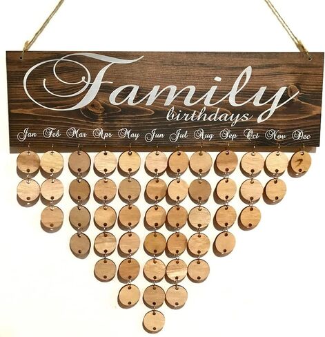 Alnicov Wooden Family Birthday Reminder Birthday Tracker Plaque Wall Hanging Home Decor for Family and Friends Birthday Reminder DIY Decorative Keep All Birthdays Anniversary’s in Kuwait