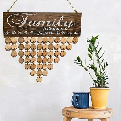 Alnicov Wooden Family Birthday Reminder Birthday Tracker Plaque Wall Hanging Home Decor for Family and Friends Birthday Reminder DIY Decorative Keep All Birthdays Anniversary’s in Kuwait