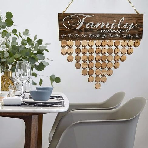 Alnicov Wooden Family Birthday Reminder Birthday Tracker Plaque Wall Hanging Home Decor for Family and Friends Birthday Reminder DIY Decorative Keep All Birthdays Anniversary’s in Kuwait