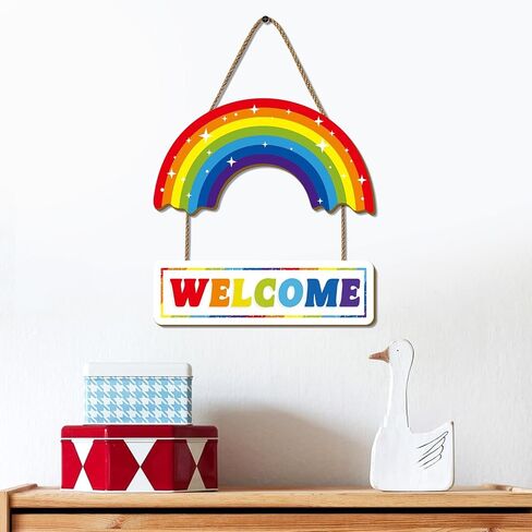 Rainbow Pride Door Hanger, LGBTQ Welcome Sign, Wooden Colorful Wall Decor for Home, Bedroom, Office, Classroom & Bar, Pride Month Decoration & Equality Support Gift in Saudi Arabia