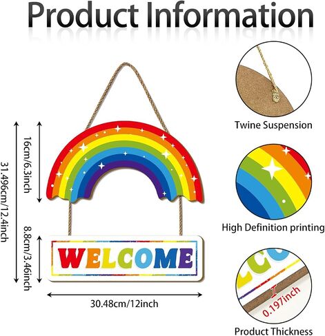 Rainbow Pride Door Hanger, LGBTQ Welcome Sign, Wooden Colorful Wall Decor for Home, Bedroom, Office, Classroom & Bar, Pride Month Decoration & Equality Support Gift in Saudi Arabia
