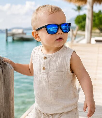 SEKKAF Polarized Baby Sunglasses for Boys Girls with Strap,UV400 Flexible Sun Glasses Toddler Infant Newborn Age 0-24 Months in Saudi Arabia
