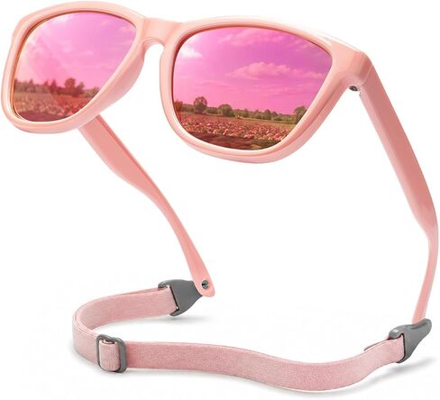 SEKKAF Polarized Baby Sunglasses for Boys Girls with Strap,UV400 Flexible Sun Glasses Toddler Infant Newborn Age 0-24 Months in Saudi Arabia