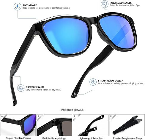 SEKKAF Polarized Baby Sunglasses for Boys Girls with Strap,UV400 Flexible Sun Glasses Toddler Infant Newborn Age 0-24 Months in Saudi Arabia