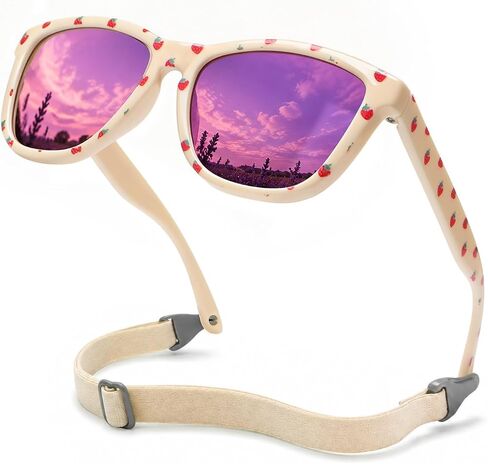 SEKKAF Polarized Baby Sunglasses for Boys Girls with Strap,UV400 Flexible Sun Glasses Toddler Infant Newborn Age 0-24 Months in Saudi Arabia