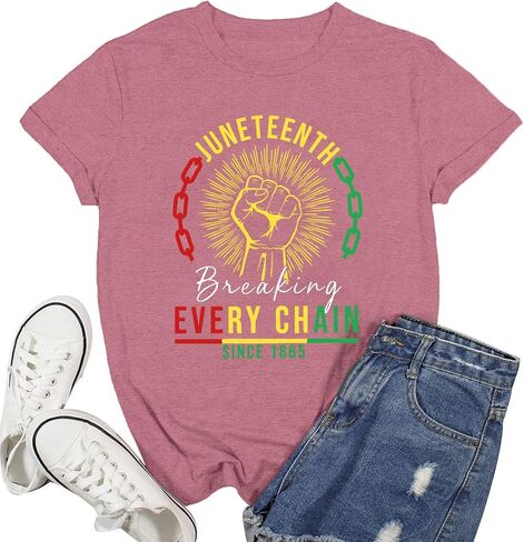 Juneteenth Shirts for Women African American 1865 T-Shirt Black History Melanin Freedom Tee Tops in Saudi Arabia