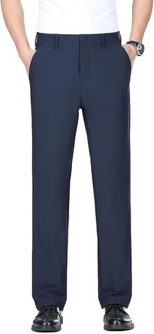 Men's Classic-Fit Dress Pants with 4 Pockets Expandable-Waist Stretch Lightweight Golf Pants in Saudi Arabia