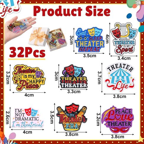32 Pcs Theater Gifts Bulk Theater Enamel Lapel Pins Broadway Drama Party Favors Comedy Tragedy Mask Gift for Theatre Cinema Souvenirs Stocking Stuffer in Kuwait