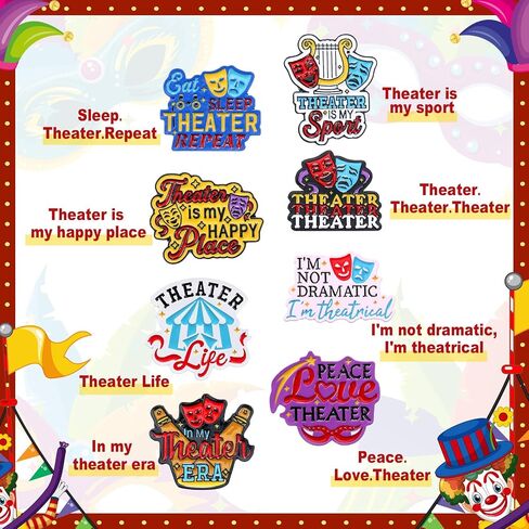 32 Pcs Theater Gifts Bulk Theater Enamel Lapel Pins Broadway Drama Party Favors Comedy Tragedy Mask Gift for Theatre Cinema Souvenirs Stocking Stuffer in Kuwait