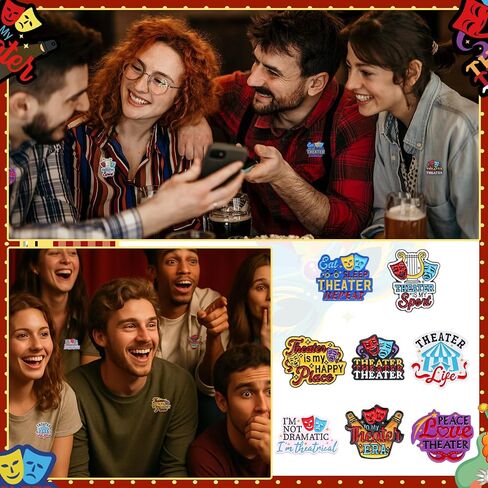 32 Pcs Theater Gifts Bulk Theater Enamel Lapel Pins Broadway Drama Party Favors Comedy Tragedy Mask Gift for Theatre Cinema Souvenirs Stocking Stuffer in Kuwait