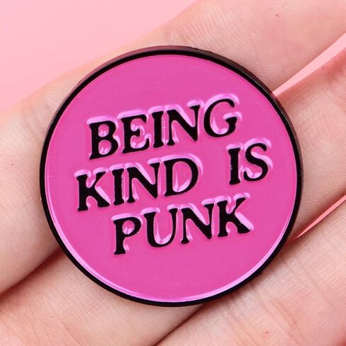 Being Kind Is Punk Enamel Pin Pink Badge Brooch For Backpacks Coats Hats Accessories in Saudi Arabia