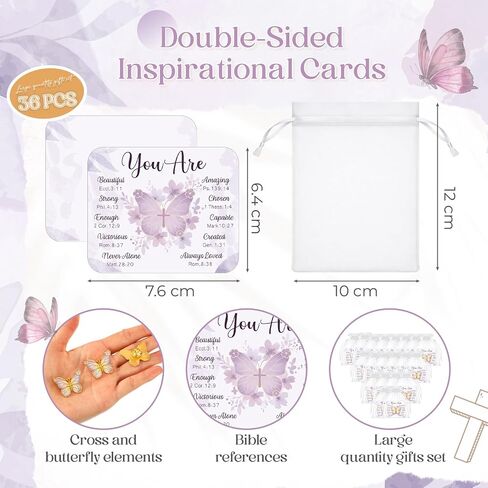 Konohan 36 Pack Butterfly Pins Christian Mothers Day Gifts for Church Bulk, Christian Pin Bible Verses Butterfly Cross Pins with Inspirational Cards for Women Men Religious Gift Lapel Brooches in Kuwait