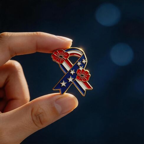 4/12/25/50 Pack Poppy Pins for Memorial Day – Poppy Flower Pin Set with American Flag Ribbon Design, Patriotic Pins Broochs Patriotic Gift for Memorial, 4th of July Independence, Veterans Day in Saudi Arabia