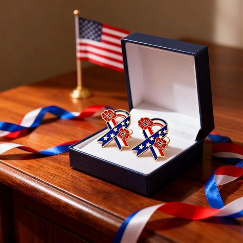 4/12/25/50 Pack Poppy Pins for Memorial Day – Poppy Flower Pin Set with American Flag Ribbon Design, Patriotic Pins Broochs Patriotic Gift for Memorial, 4th of July Independence, Veterans Day in Saudi Arabia