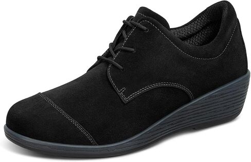Orthofeet Eleanor Orthopedic Women's Wedge Heels | Water-Repellent Suede Slip-Resistant Oxford Shoes with Arch Support, Soft Cushioning, Wide Toe Box for Casual Outings, Office in Kuwait