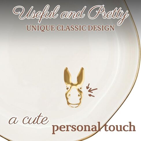 InnoBeta Donkey Gifts for Women, Ceramic Jewelry Tray Decorative Trinket Dish for Rings Earrings Necklaces Bracelet Watch Keys, Gifts for Birthday, Mother's Day, Christmas - 4.75" in Kuwait