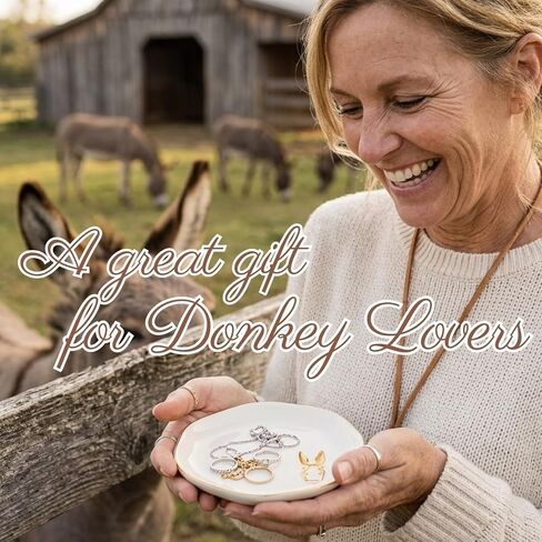 InnoBeta Donkey Gifts for Women, Ceramic Jewelry Tray Decorative Trinket Dish for Rings Earrings Necklaces Bracelet Watch Keys, Gifts for Birthday, Mother's Day, Christmas - 4.75" in Kuwait