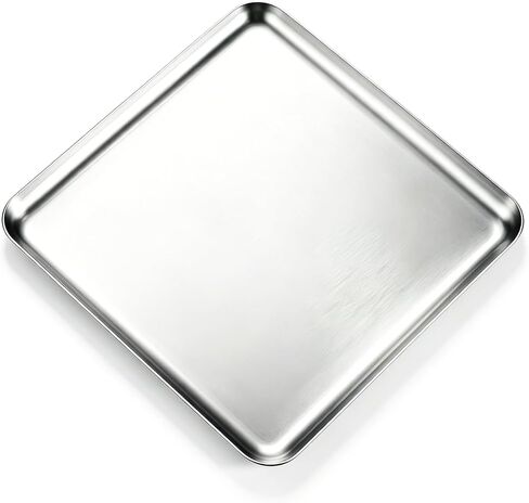 Small Stainless Steel Tray, 7.8 Inch Square Silver Metal Tray for Bathroom Counter Vanity Organizer, Decorative Catchall Tray for Kitchen Bedroom Office, Serving Tray for Jewelry Soap in Saudi Arabia