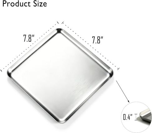 Small Stainless Steel Tray, 7.8 Inch Square Silver Metal Tray for Bathroom Counter Vanity Organizer, Decorative Catchall Tray for Kitchen Bedroom Office, Serving Tray for Jewelry Soap in Saudi Arabia