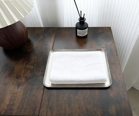 Small Stainless Steel Tray, 7.8 Inch Square Silver Metal Tray for Bathroom Counter Vanity Organizer, Decorative Catchall Tray for Kitchen Bedroom Office, Serving Tray for Jewelry Soap in Saudi Arabia