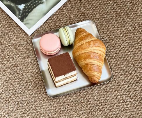 Small Stainless Steel Tray, 7.8 Inch Square Silver Metal Tray for Bathroom Counter Vanity Organizer, Decorative Catchall Tray for Kitchen Bedroom Office, Serving Tray for Jewelry Soap in Saudi Arabia