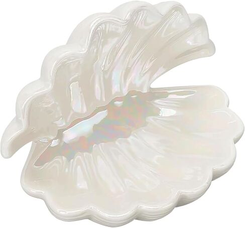 Ceramic Seashell Jewelry Tray Ring Dish - Pink Decorative Bowl for Vanity Dresser, Coastal Trinket Dish Holder Organizer, Small Catch All Key Bowl for Bedroom Nightstand Entryway, Girls Room Decor in Saudi Arabia