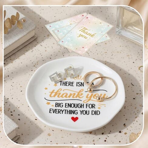 Domensi 4 Sets Employee Appreciation Gifts for Women 4.7"x4.7" Ceramic Jewelry Trinket Dish Tray Thank You Teacher Gift for Women Retirement Nurse Boss Manager Lady Coworker Week Graduation in Kuwait