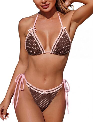 ZAFUL 2026 Polka Dot Bikini Triangle Two Piece Swimsuit Halter String Bikinis Gingham Bathing Suit Women in Kuwait