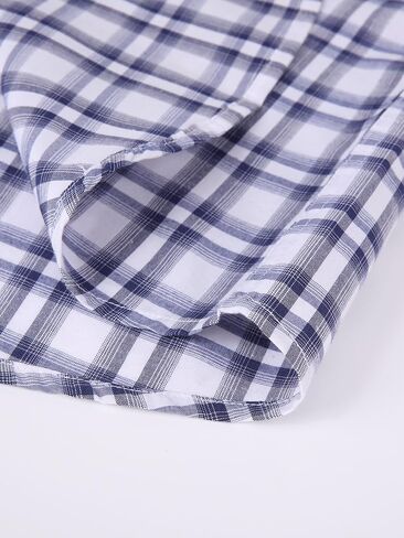 Men's Plaid Button Down Shirts Cotton Long Sleeve Dress Shirts Regular Fit Shirts (B01-D2171-Blue-L in Saudi Arabia