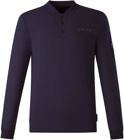 قميص Unifu FR Henley للرجال، قميص عمل مقاوم للهب بوزن 7 أوقية، متوافق مع NFPA 2112/CAT2، 100% قطن بأكمام طويلة Henley in Kuwait