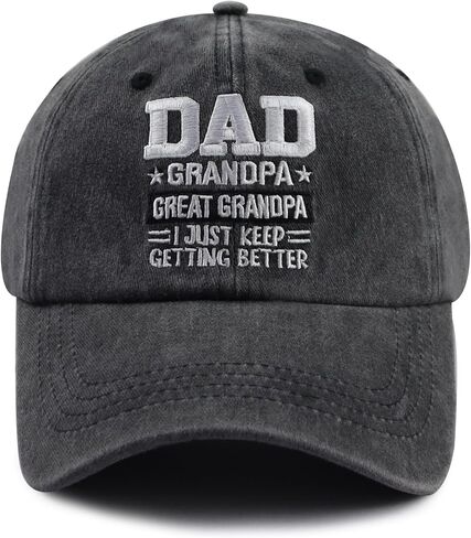 Dad Grandpa Great Grandpa I Just Keep Getting Better Hat, Adjustable Cotton Grandfather Baseball Cap for Men in Kuwait