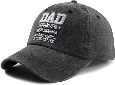Dad Grandpa Great Grandpa I Just Keep Getting Better Hat, Adjustable Cotton Grandfather Baseball Cap for Men in Kuwait